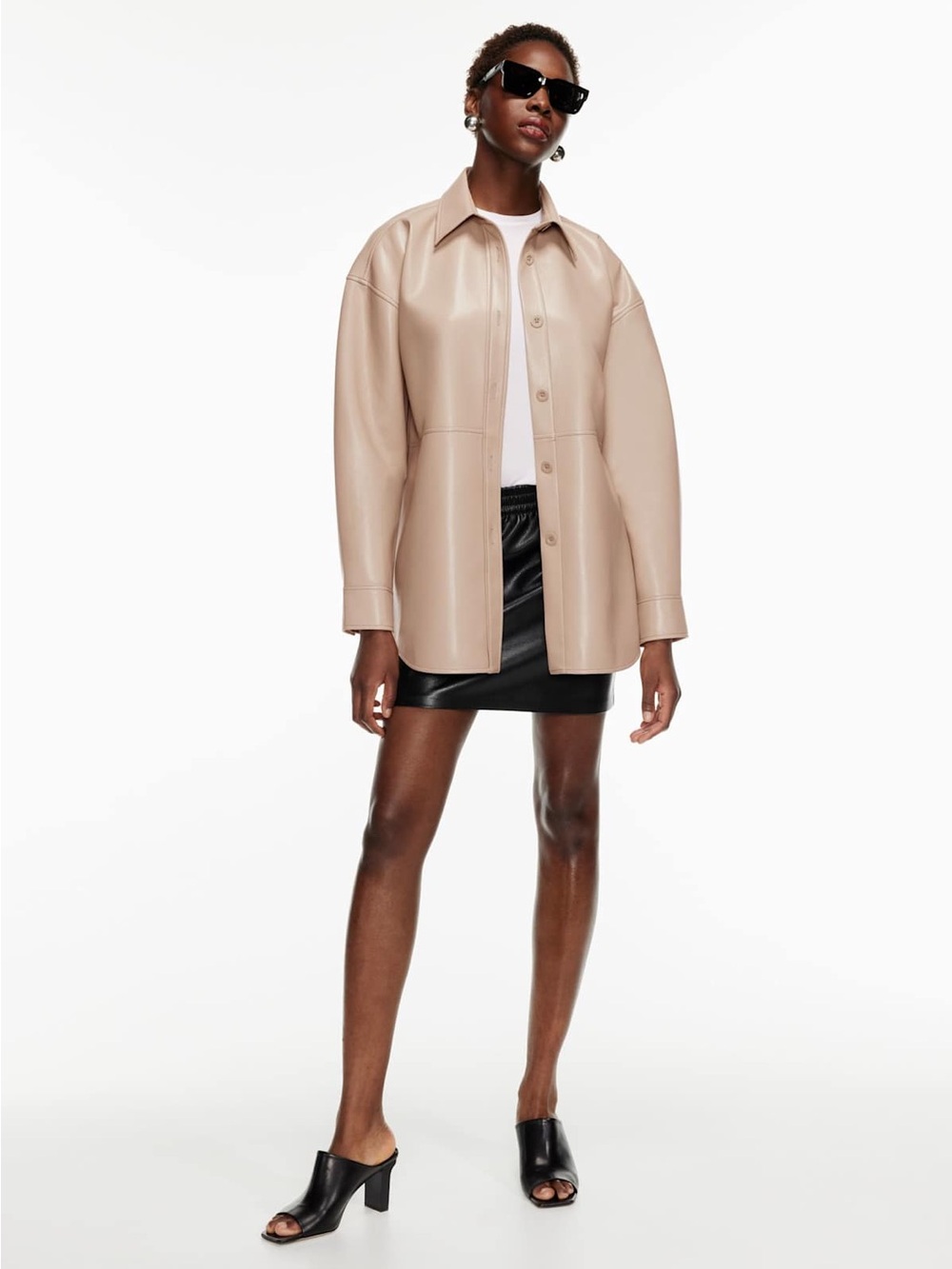 Aritzia Babaton Pelli Vegan Leather Shirt Jacket Taupe Small